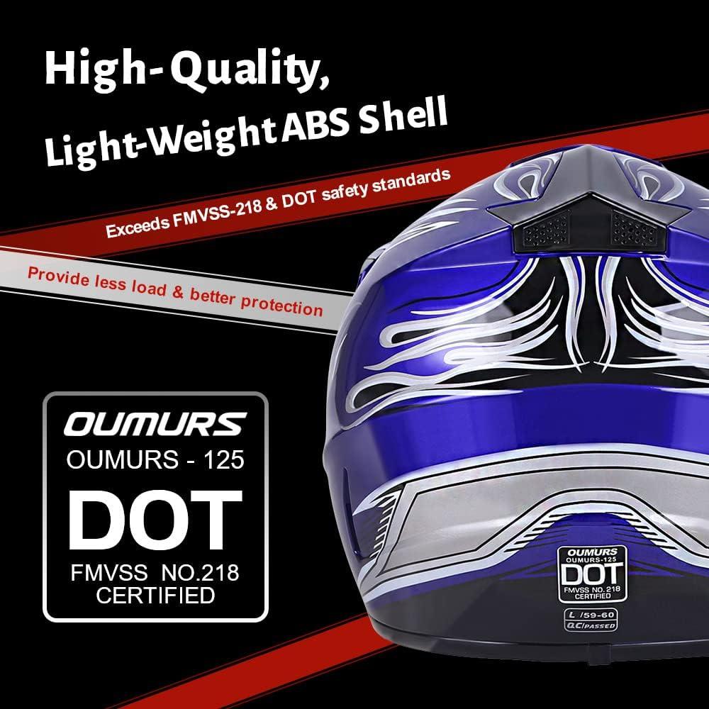 Casco de Motocross OUMURS D001TY02811ZB con Gafas y Guantes