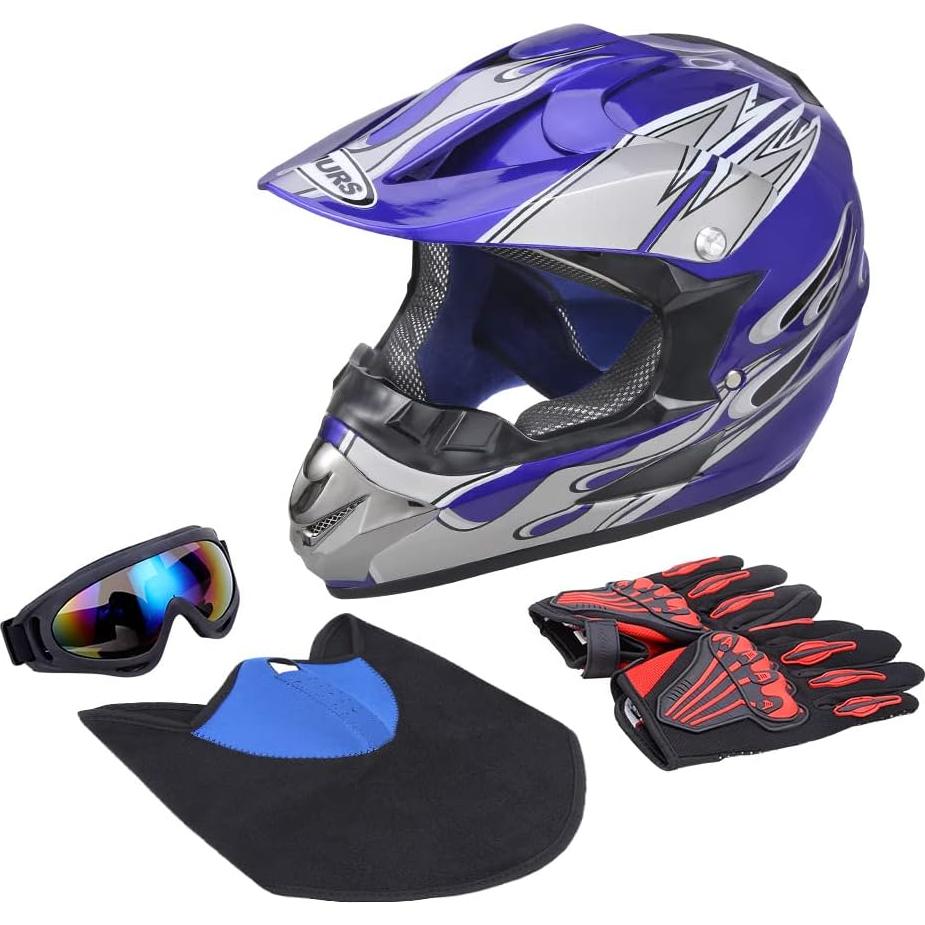 Casco de Motocross OUMURS D001TY02811ZB con Gafas y Guantes
