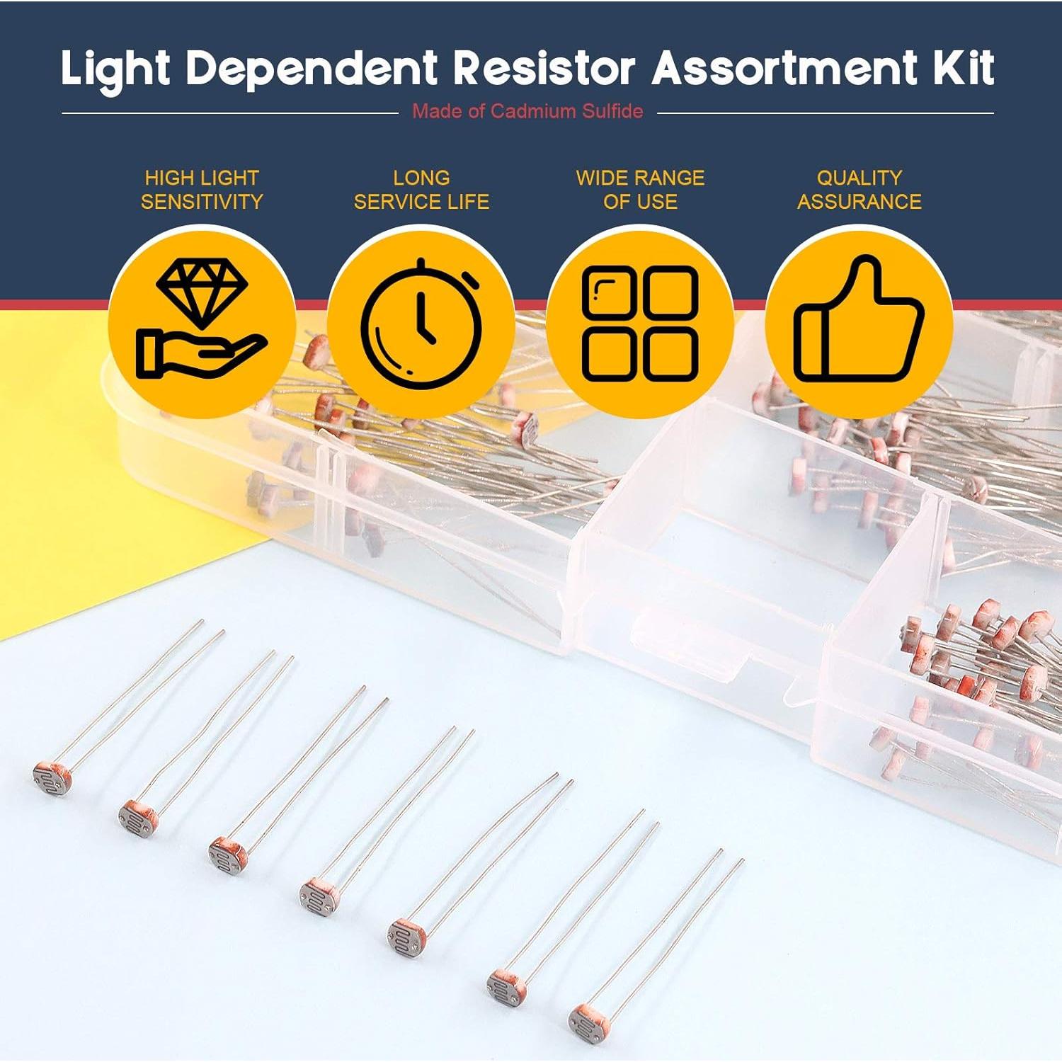 Hilitchi 210 Piezas LDR 5mm Fotoresistores Dependientes de Luz