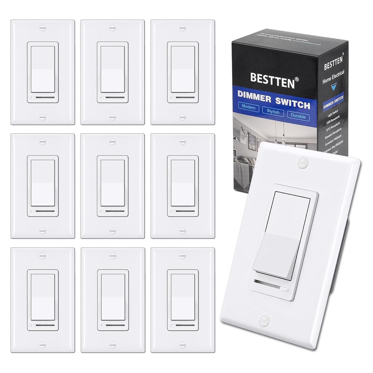 Interruptor Regulable BESTTEN 10 Pack Blanco 120V LED CFL