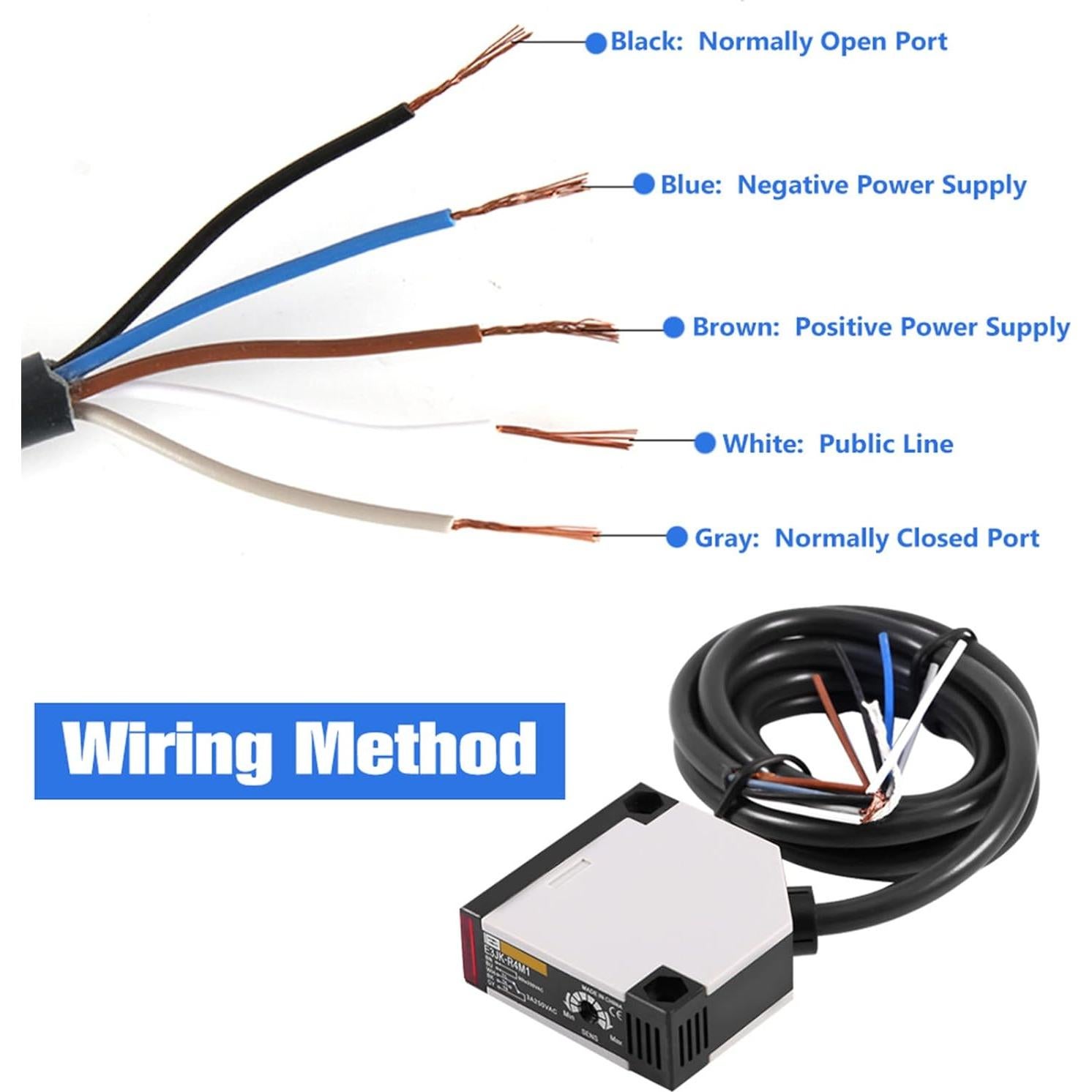 Interruptor Fotoeléctrico Ejoyous E3JK-R4M1 AC 90-250V 3A