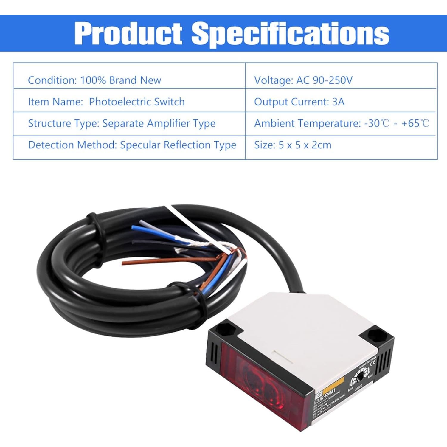 Interruptor Fotoeléctrico Ejoyous E3JK-R4M1 AC 90-250V 3A