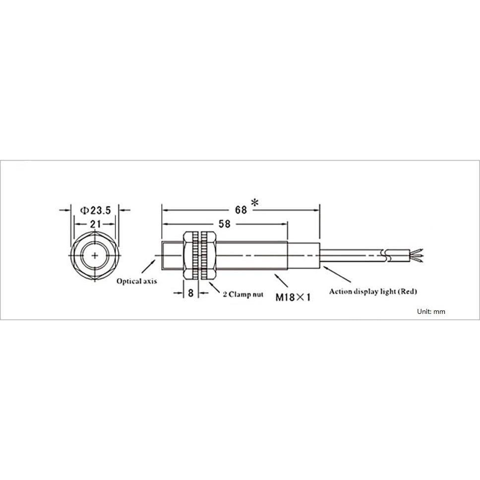 NOYITO E3F-DS10C4 Proximity Switch Photoelectric Sensor 10cm Detection Distance Diffuse Reflection Infrared Sensor DC 6-36V 3-Wire NPN NO