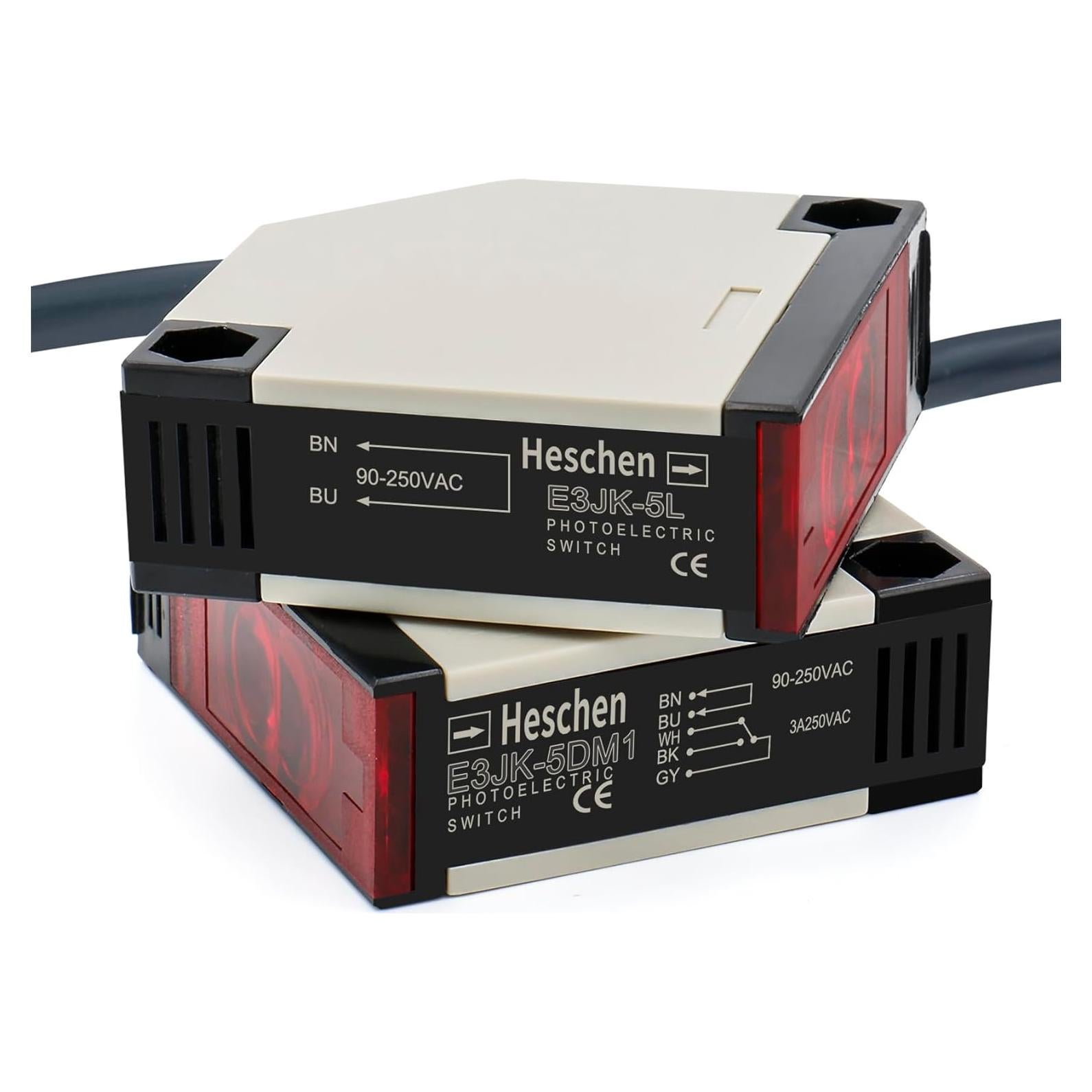 Sensor Fotoeléctrico E3JK-5DM1-5L Heschen 90-250V 5m
