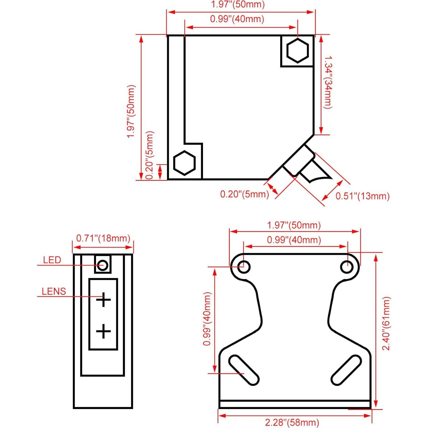 Sensor Fotoeléctrico E3JK-5DM1-5L Heschen 90-250V 5m