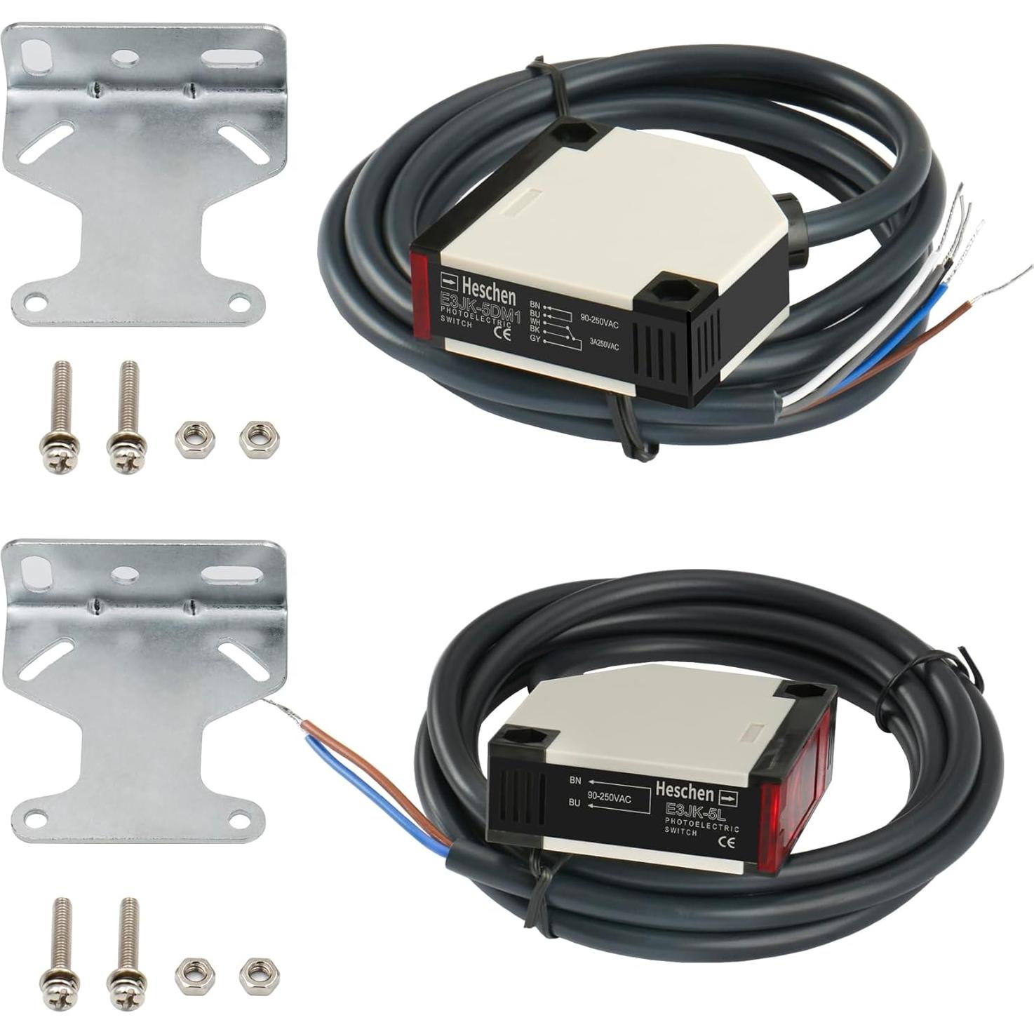 Sensor Fotoeléctrico E3JK-5DM1-5L Heschen 90-250V 5m