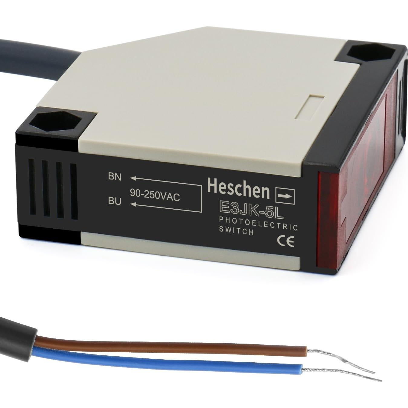 Sensor Fotoeléctrico E3JK-5DM1-5L Heschen 90-250V 5m