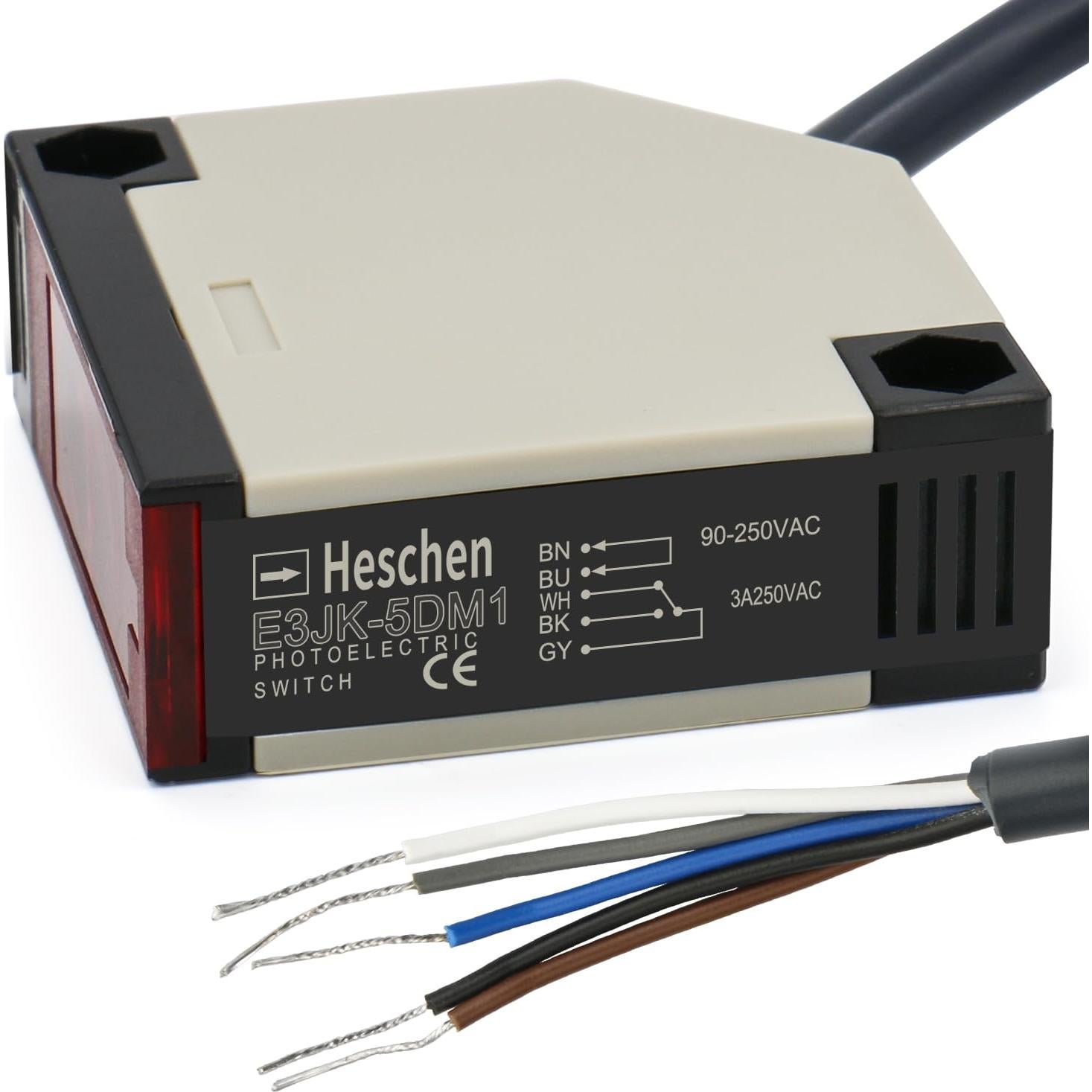 Sensor Fotoeléctrico E3JK-5DM1-5L Heschen 90-250V 5m