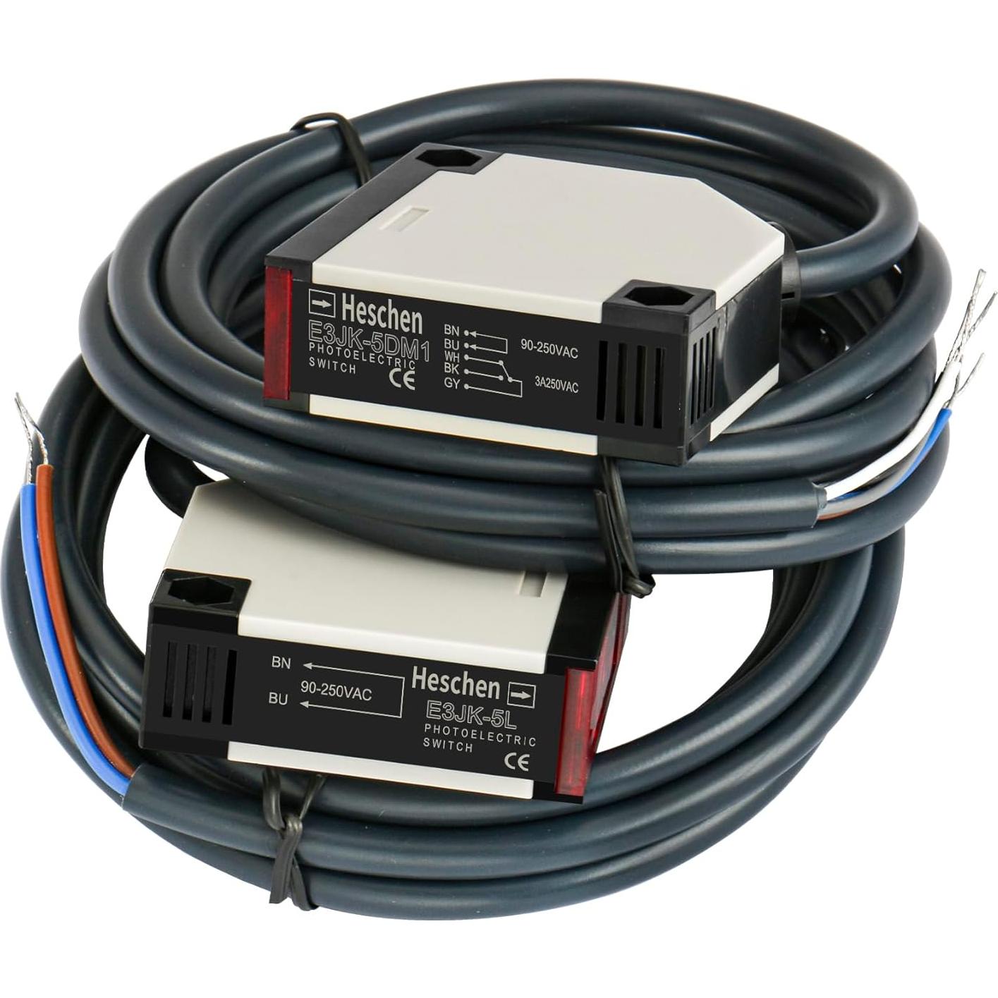 Sensor Fotoeléctrico E3JK-5DM1-5L Heschen 90-250V 5m