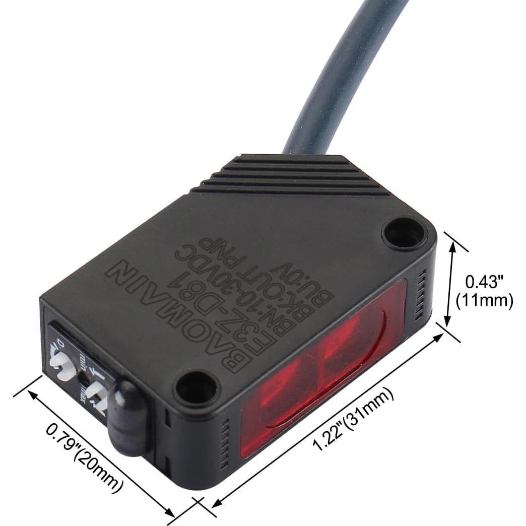 Sensor Fotoeléctrico de Reflexión Difusa Baomain E3Z-D81, 10-30V DC, IP65