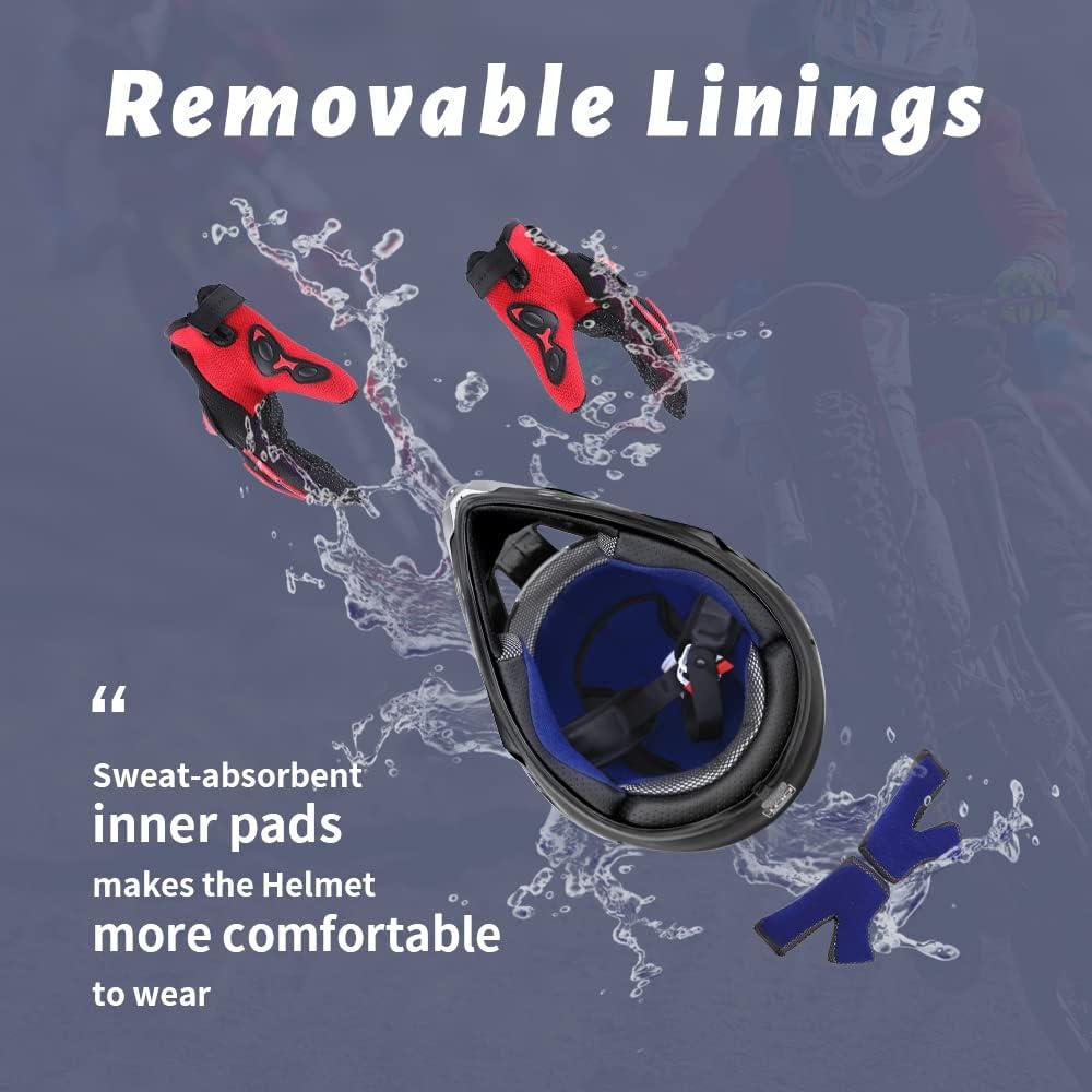 Casco de Motocross OUMURS D001TY02811ZB con Gafas y Guantes