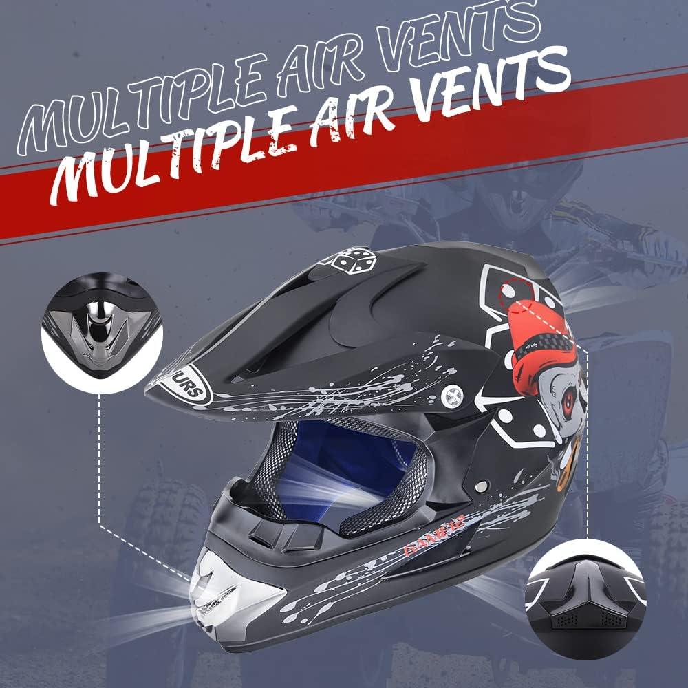 Casco de Motocross OUMURS D001TY02811ZB con Gafas y Guantes