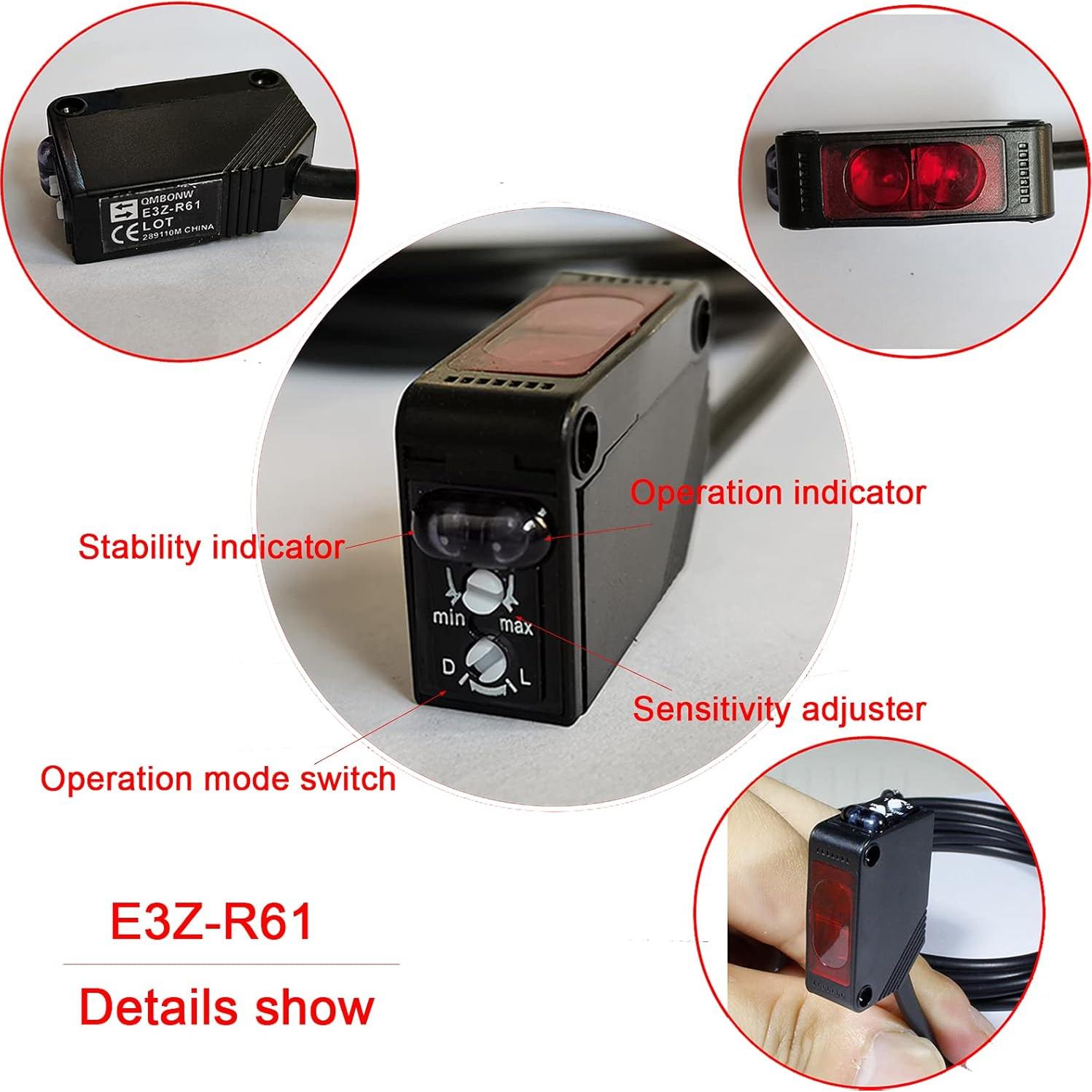 Sensor Fotoeléctrico IKSACE E3Z-R61 NPN Montaje Pared 2 Piezas