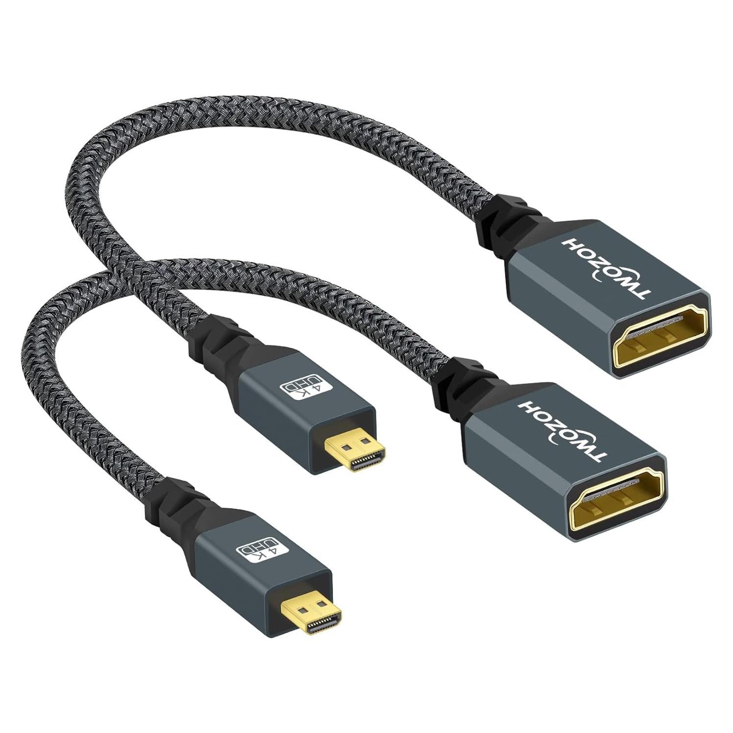 Adaptador Micro HDMI a HDMI Twozoh 2 Pack 4K 60Hz