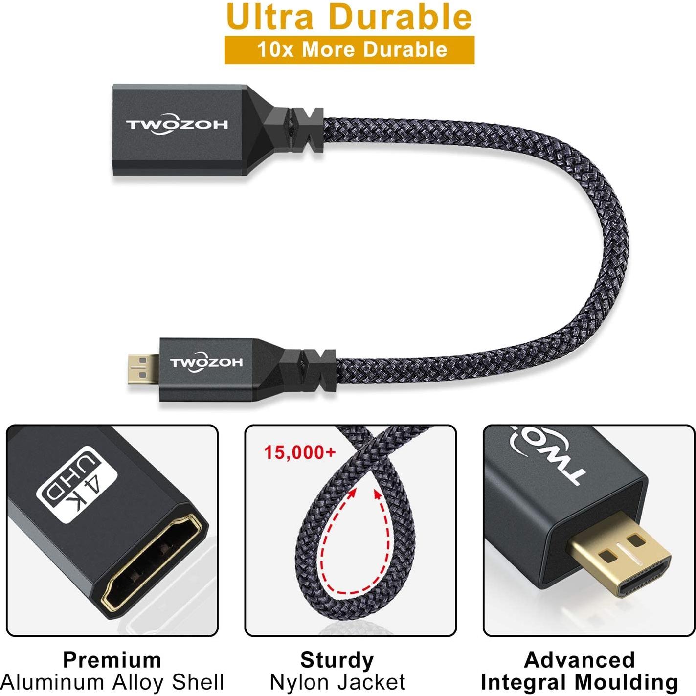 Adaptador Micro HDMI a HDMI Twozoh 2 Pack 4K 60Hz