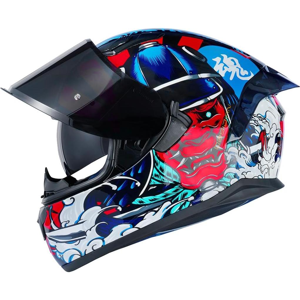 Casco Integral HAX Obsidiana Doble Visera Rojo Samurai XL