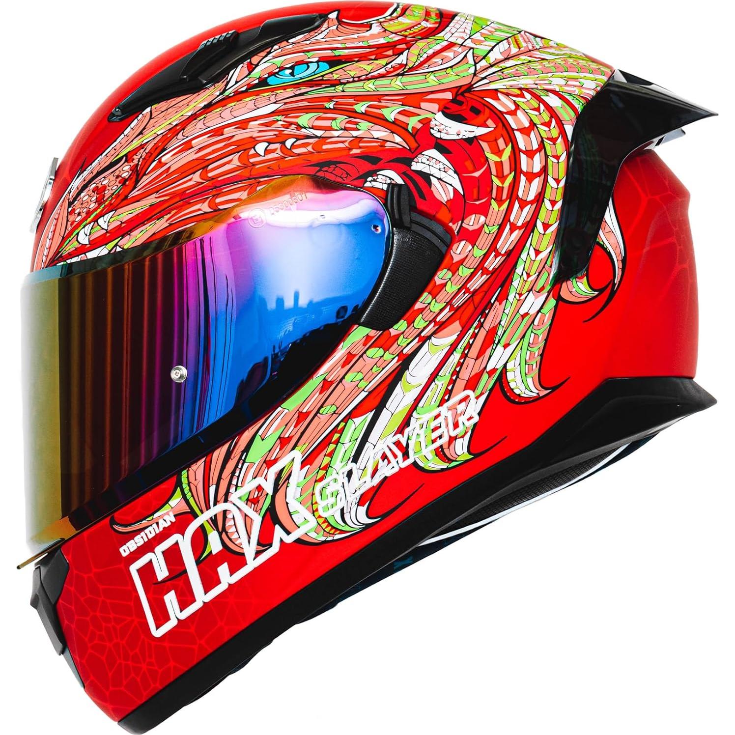 Casco Integral HAX Obsidiana Doble Visera Rojo Slayer L