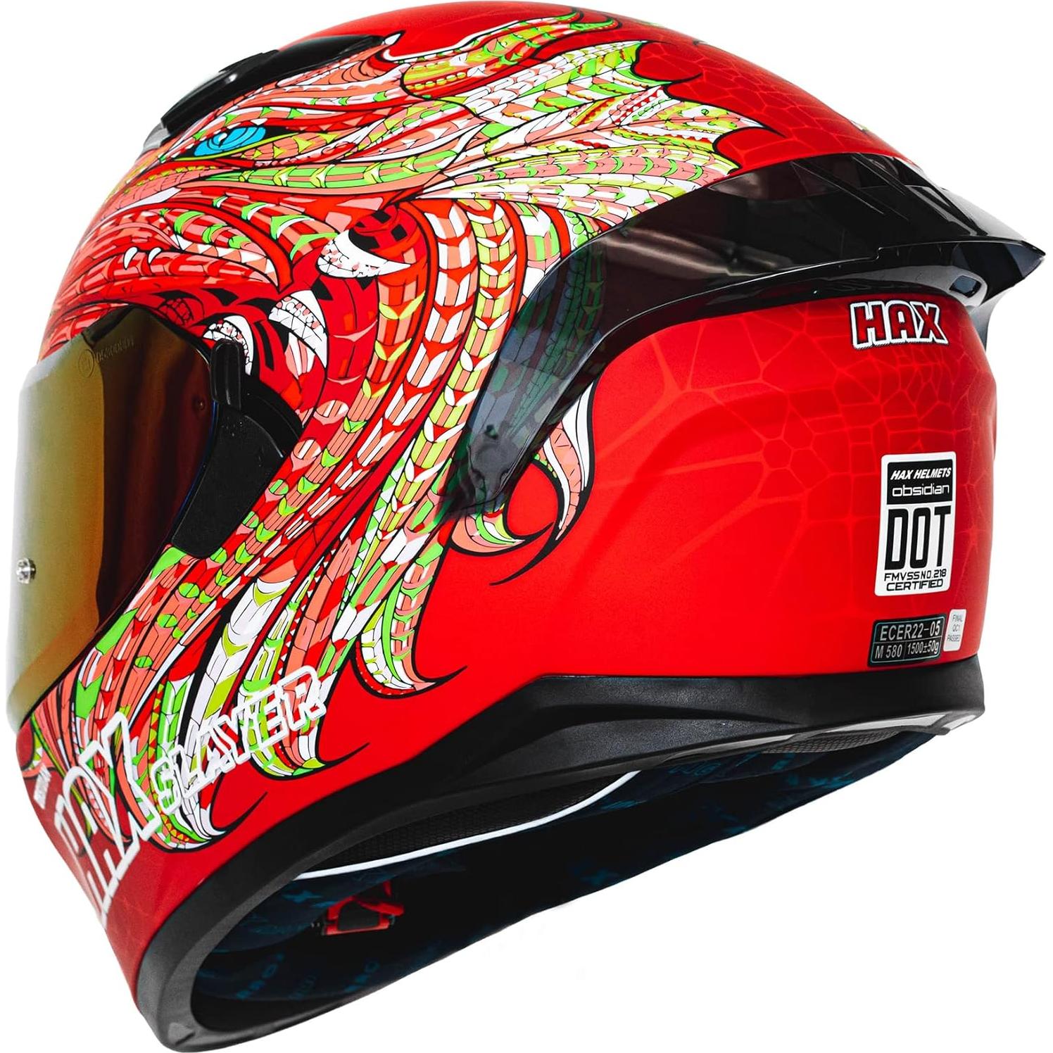 Casco Integral HAX Obsidiana Doble Visera Rojo Slayer L