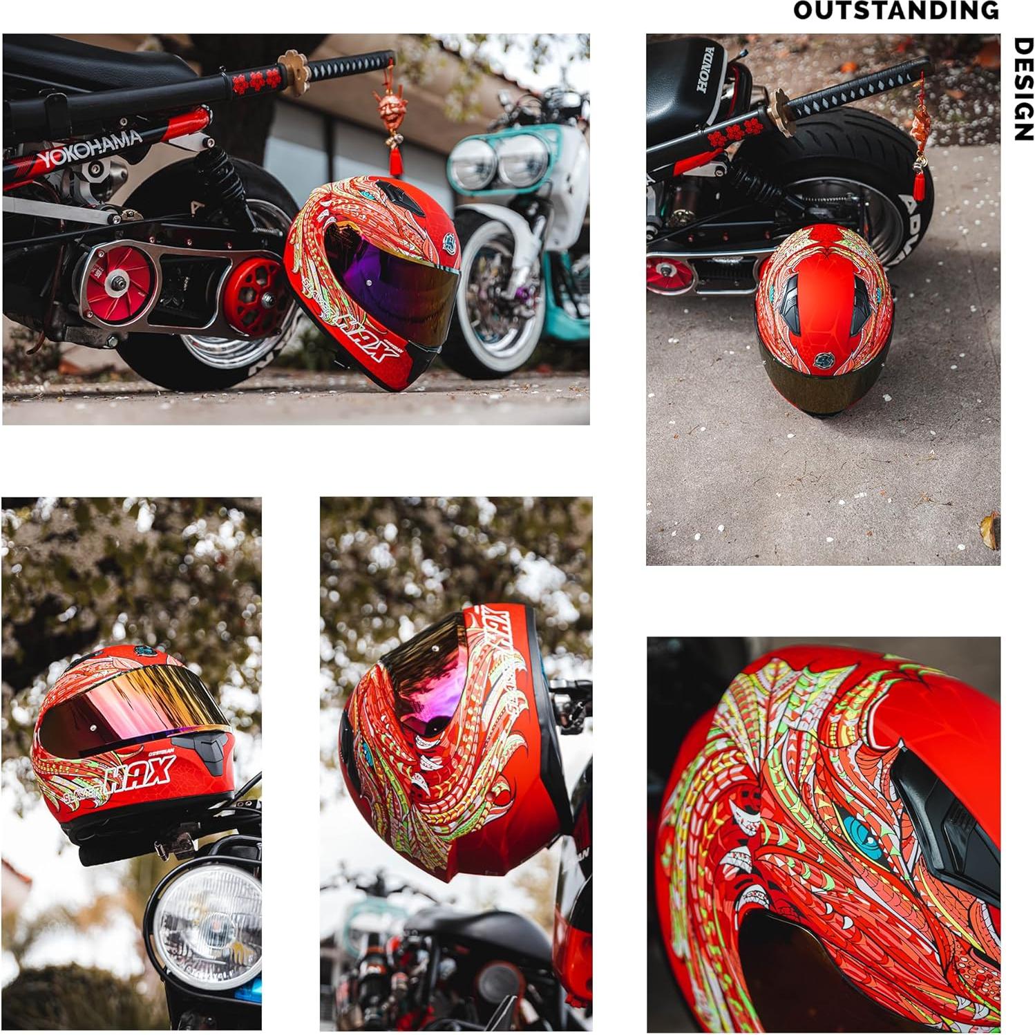 Casco Integral HAX Obsidiana Doble Visera Rojo Slayer L