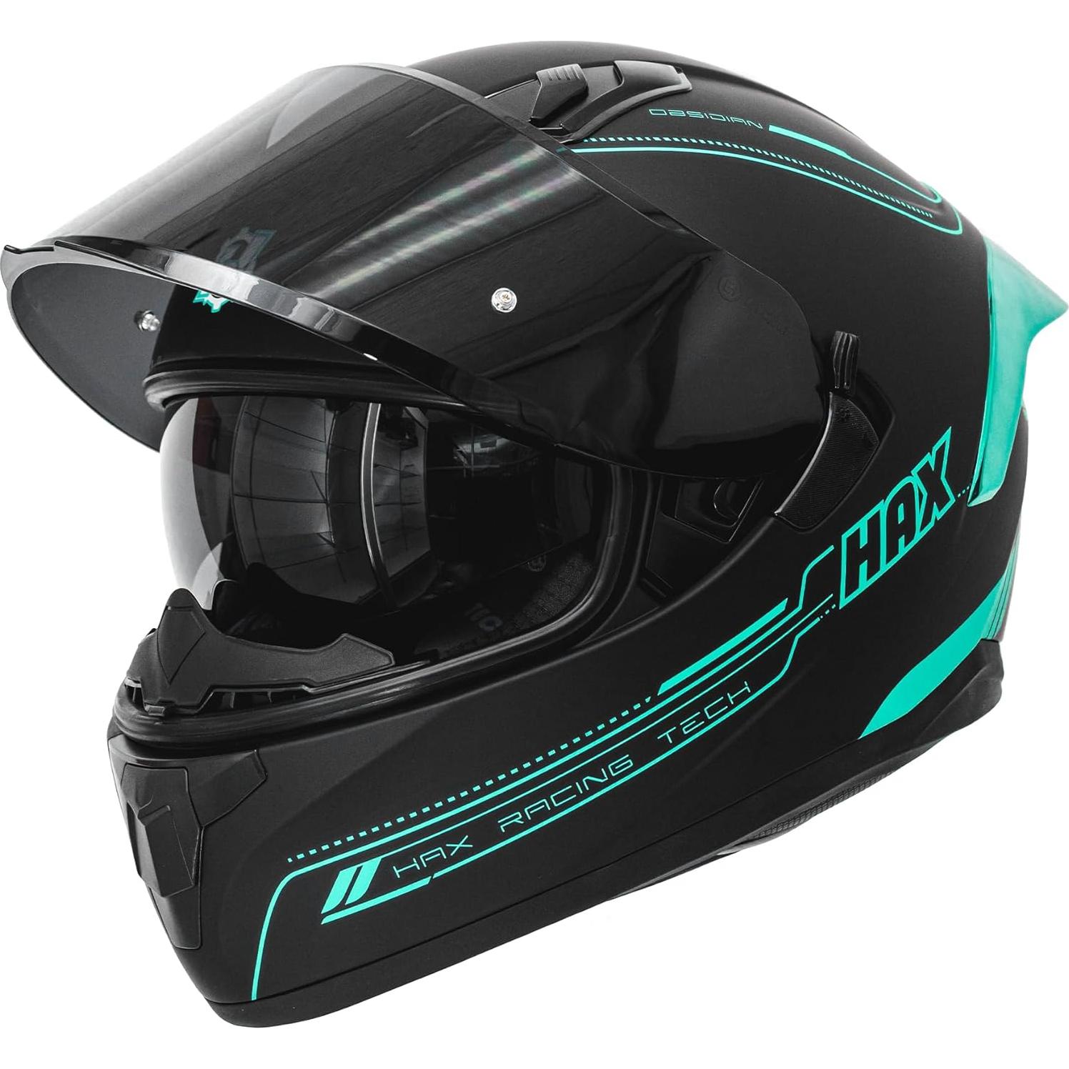 Casco Integral HAX Obsidian Doble Visera Negro Mate XL