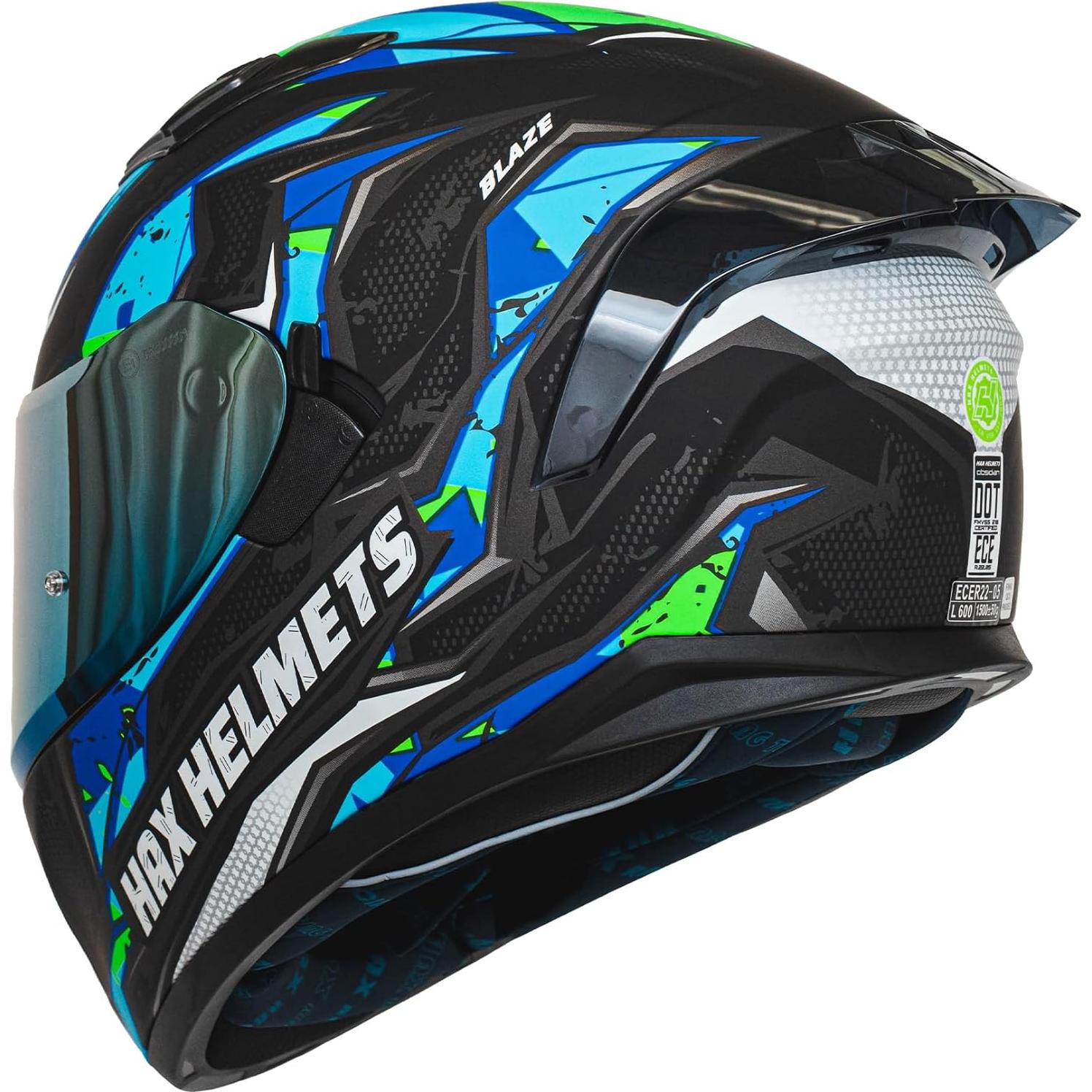 Casco Integral HAX Obsidian Doble Visor Azul Talla S