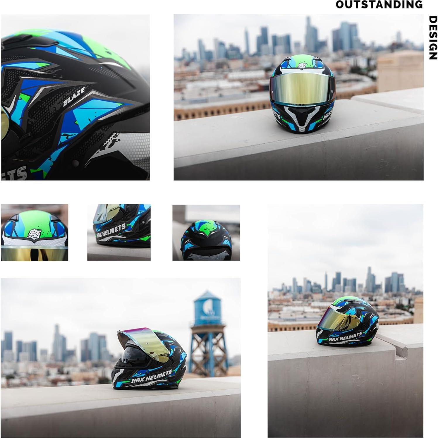 Casco Integral HAX Obsidian Doble Visor Azul Talla S