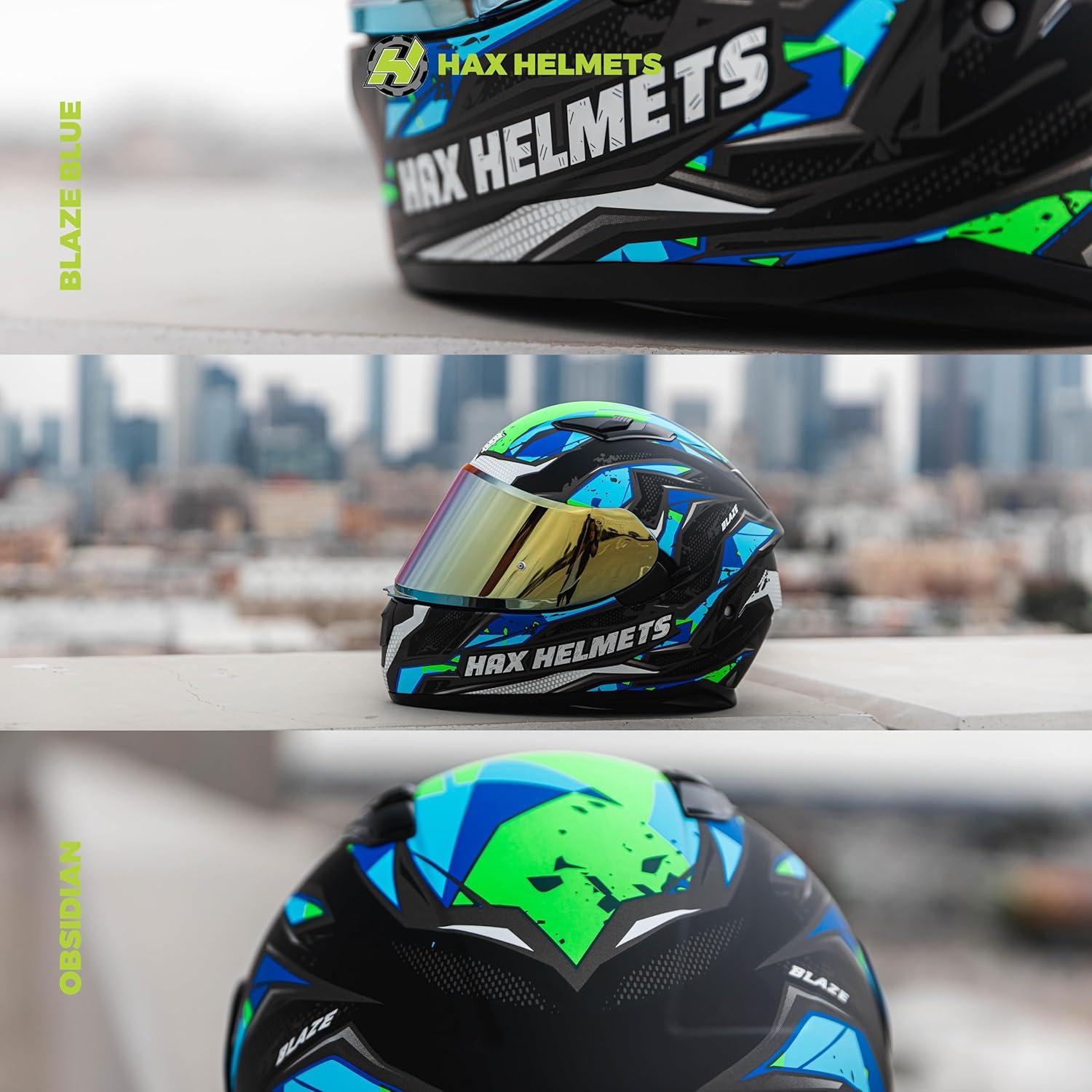 Casco Integral HAX Obsidian Doble Visor Azul Talla S