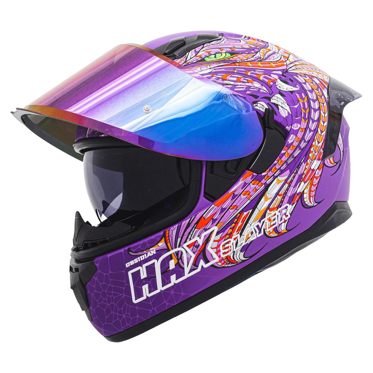 Casco Integral HAX Obsidian Doble Visera Slayer Purple XL