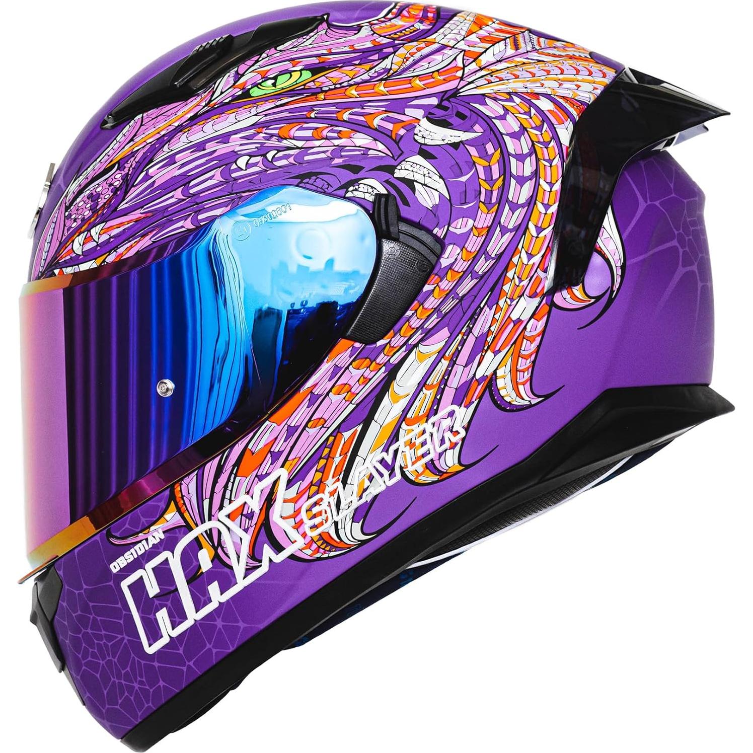 Casco Integral HAX Obsidian Doble Visera Slayer Purple XL