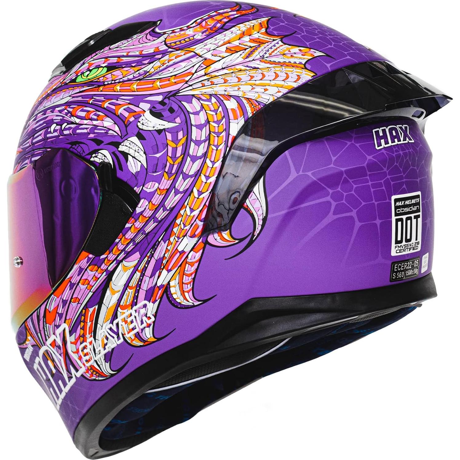 Casco Integral HAX Obsidian Doble Visera Slayer Purple XL