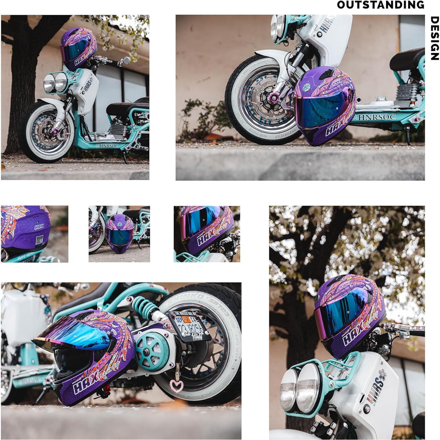 Casco Integral HAX Obsidian Doble Visera Slayer Purple XL