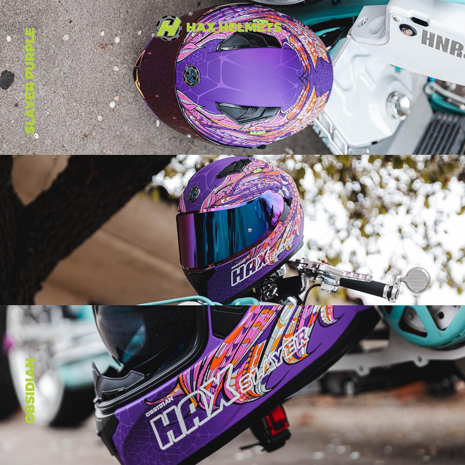 Casco Integral HAX Obsidian Doble Visera Slayer Purple XL