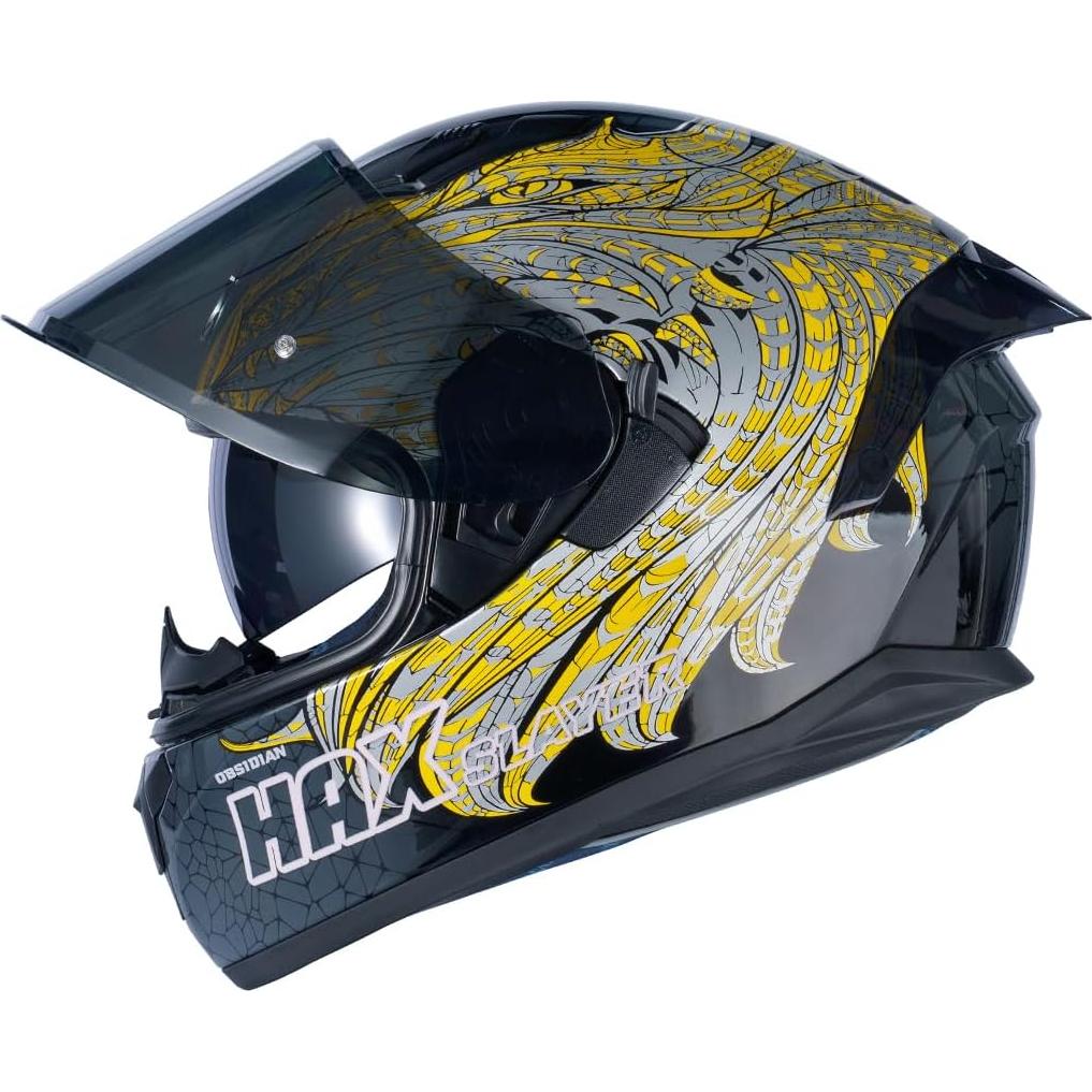Casco Integral HAX Obsidian Doble Visera UV Slayer Gold L