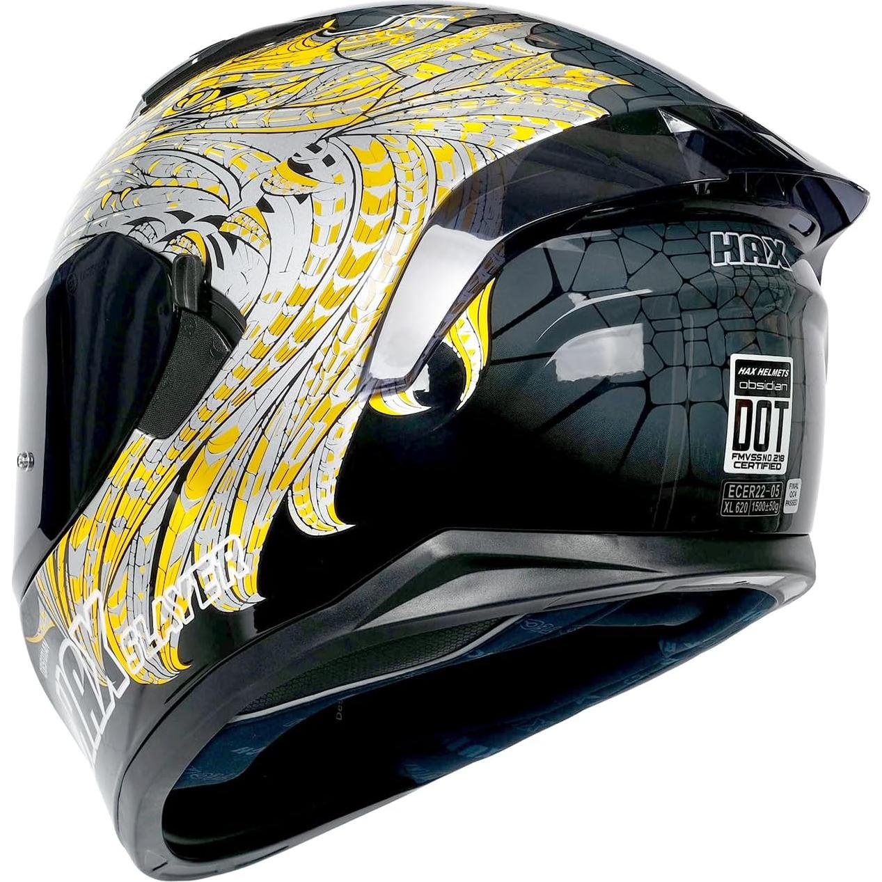 Casco Integral HAX Obsidian Doble Visera UV Slayer Gold L