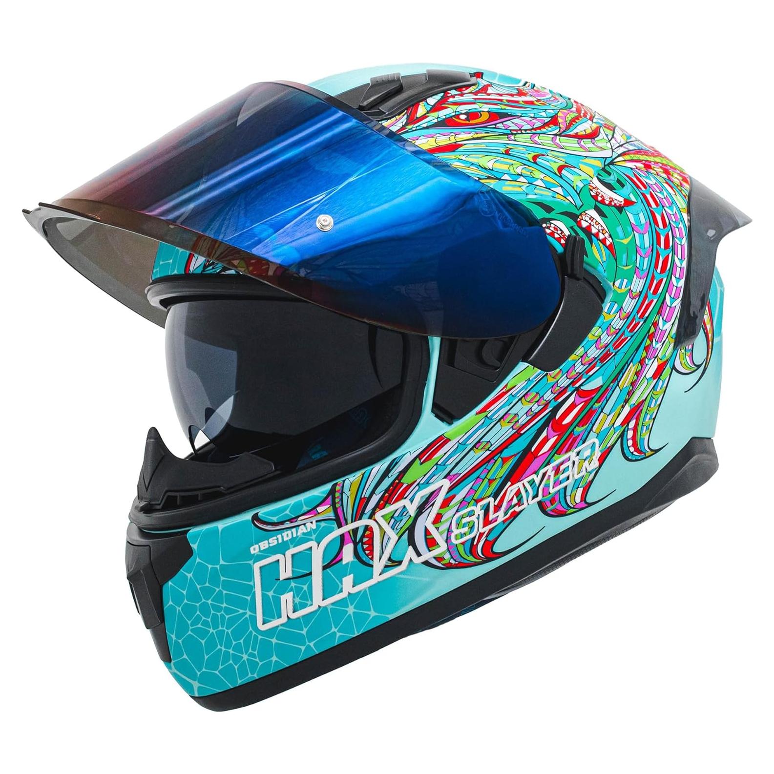 Casco Integral HAX Obsidian Doble Visera Turquesa XXL