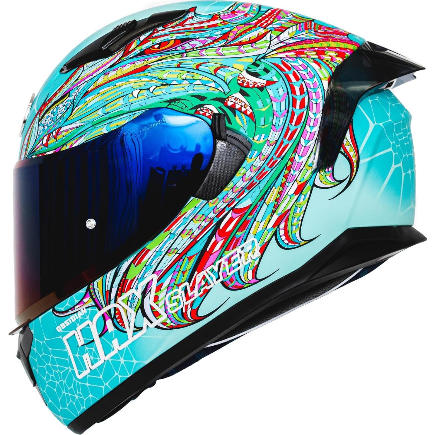 Casco Integral HAX Obsidian Doble Visera Turquesa XXL