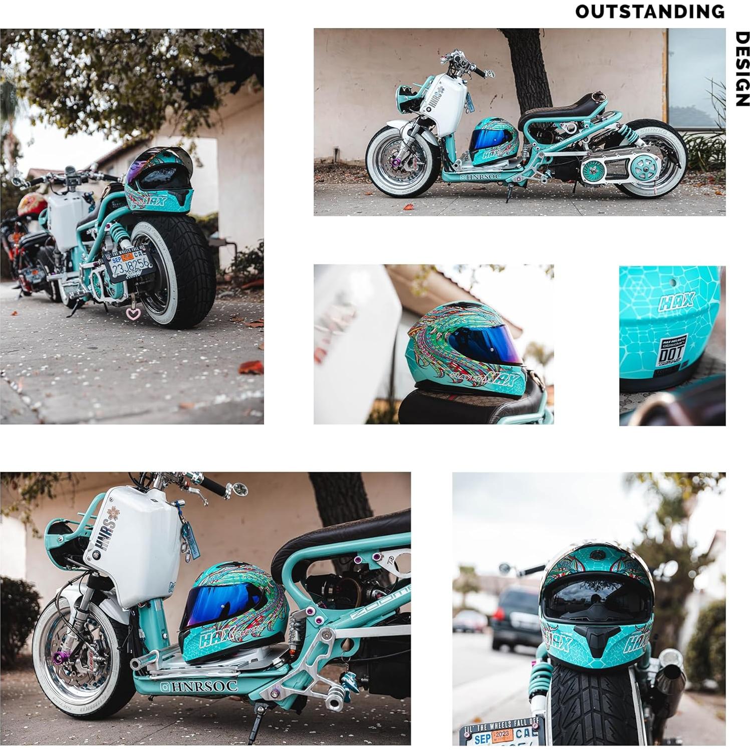 Casco Integral HAX Obsidian Doble Visera Turquesa XXL