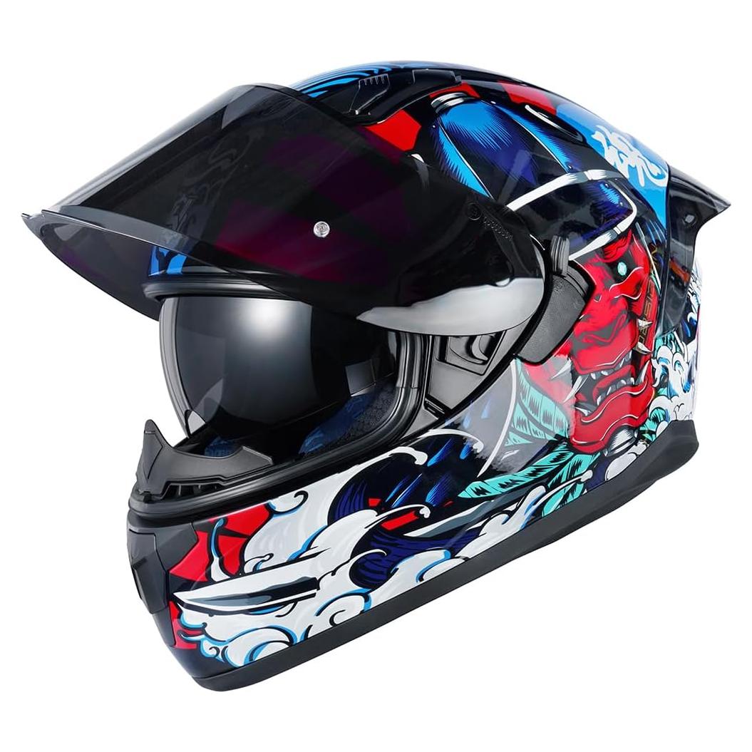 Casco Integral HAX Obsidian Doble Visera Rojo Samurai XXL