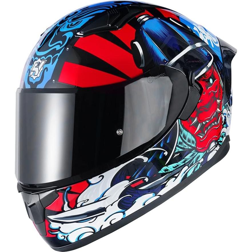 Casco Integral HAX Obsidian Doble Visera Rojo Samurai XXL