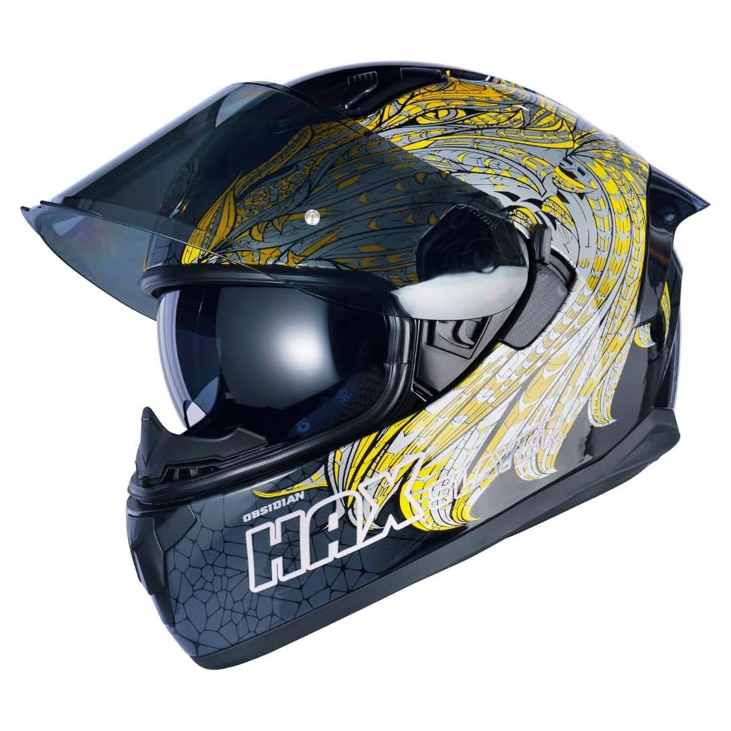 Casco Integral HAX Obsidian Doble Visor Slayer Gold XXL