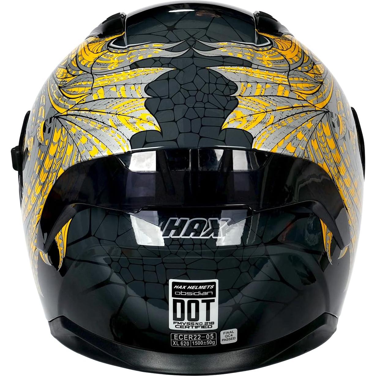 Casco Integral HAX Obsidian Doble Visor Slayer Gold XXL