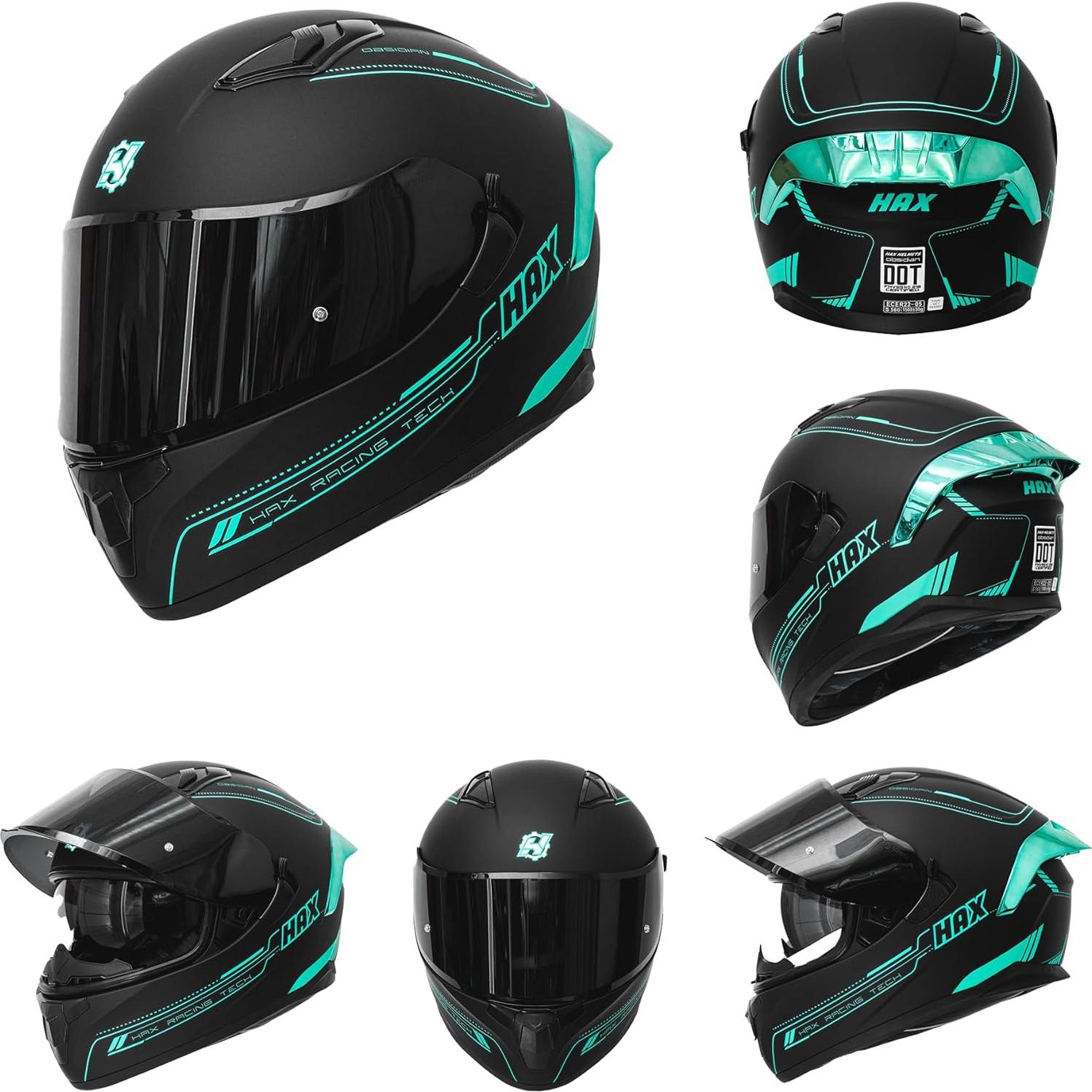 Casco Integral HAX Obsidiana Doble Visera Negro Mate S