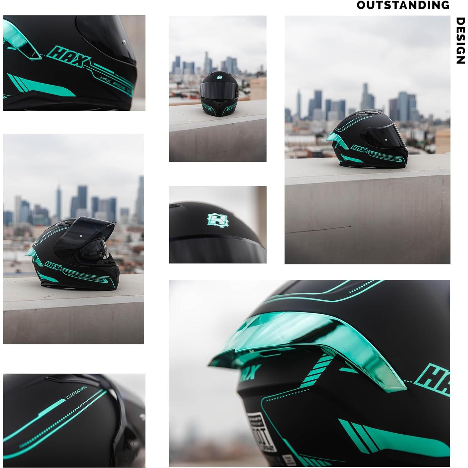 Casco Integral HAX Obsidiana Doble Visera Negro Mate S