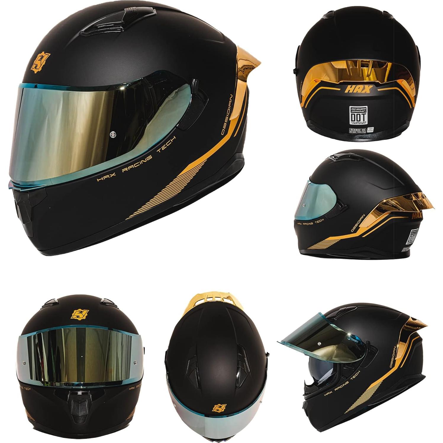 Casco Integral HAX Obsidian Doble Visera Negro Mate XL