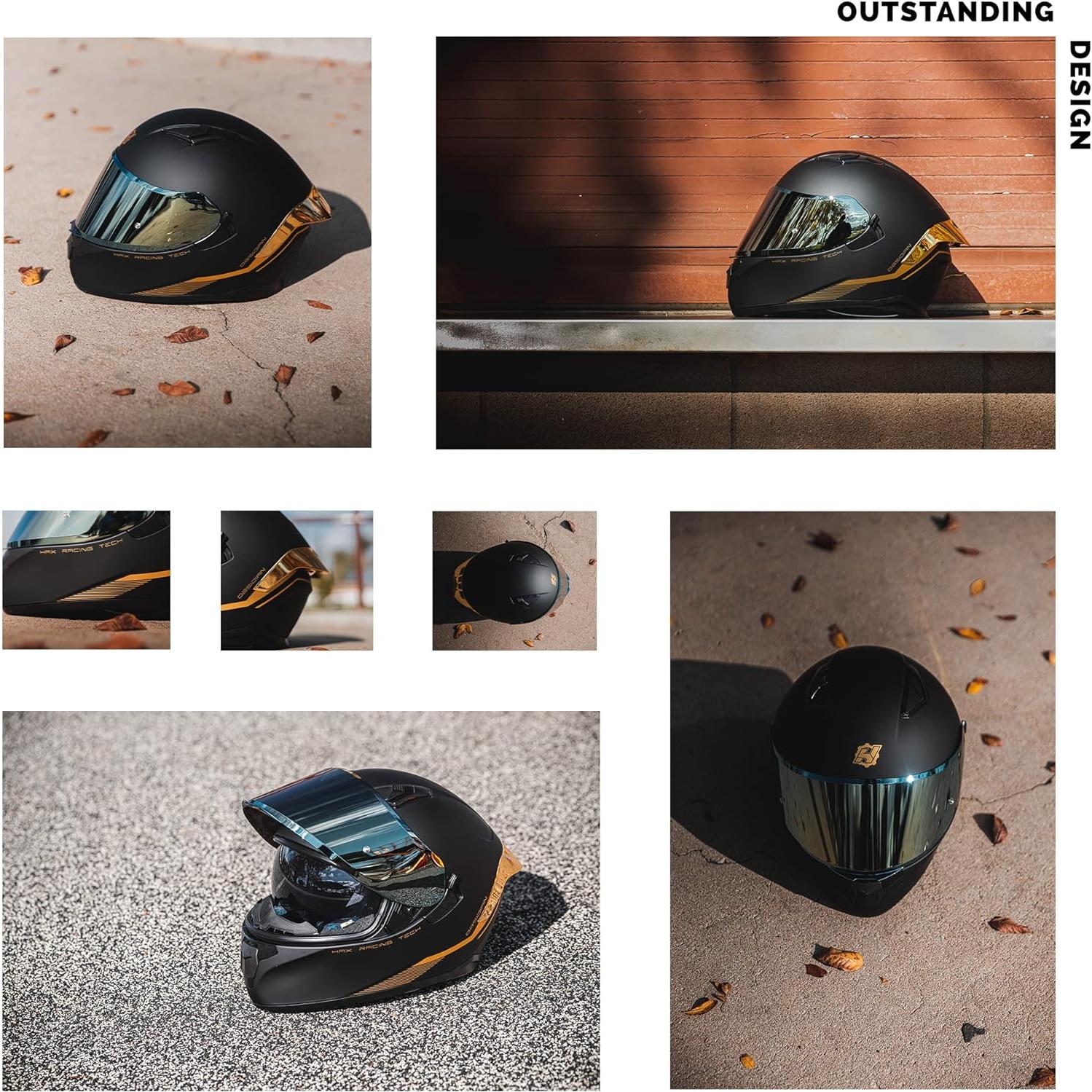 Casco Integral HAX Obsidian Doble Visera Negro Mate XL