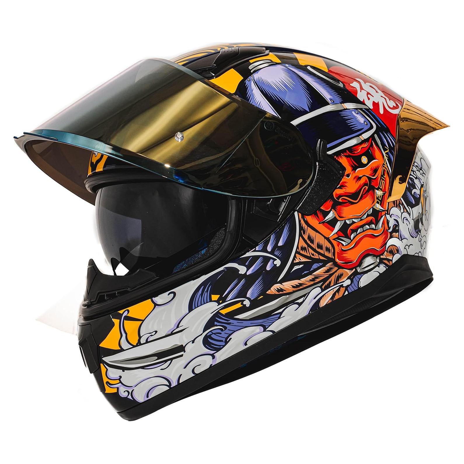 Casco Integral HAX Obsidian Doble Visera Samurai Gold XXL