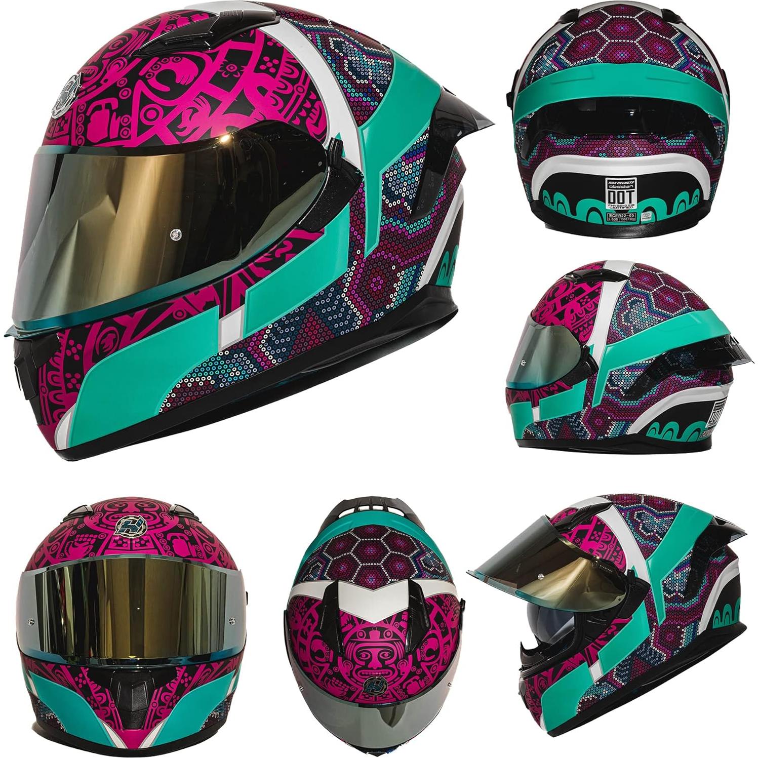 Casco Integral HAX Obsidian Doble Visera Huichol Aqua XL