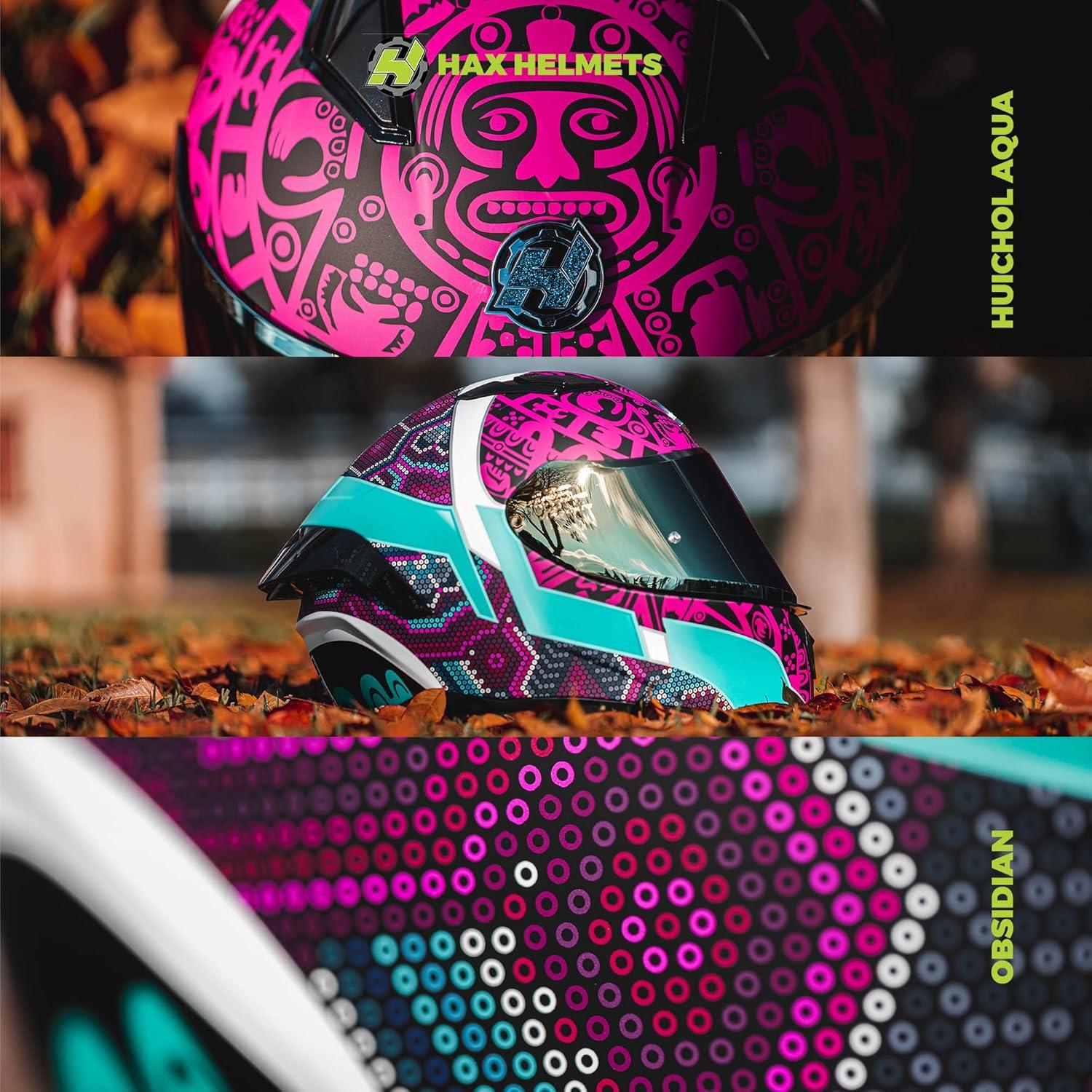 Casco Integral HAX Obsidian Doble Visera Huichol Aqua XL