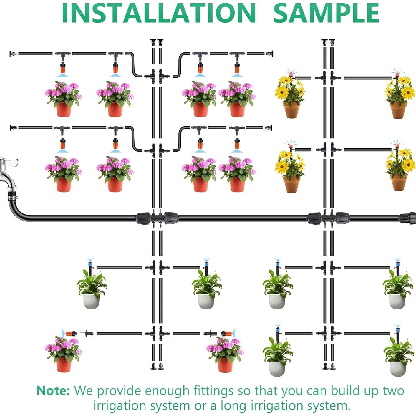 Kit de Riego por Goteo Szxc 64m 163 Piezas Jardín