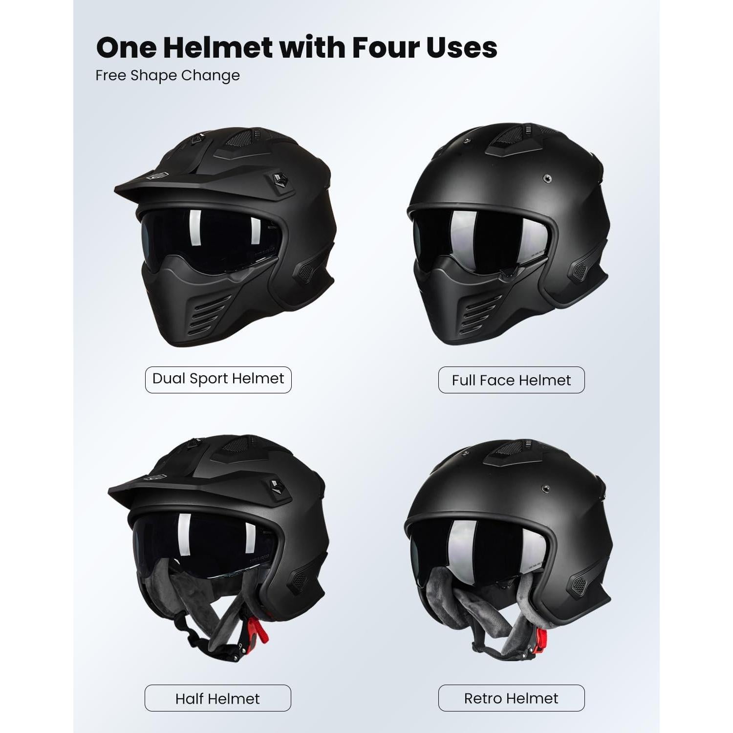 Casco Abierto ILM 726X Negro Mate XL para Motocicleta